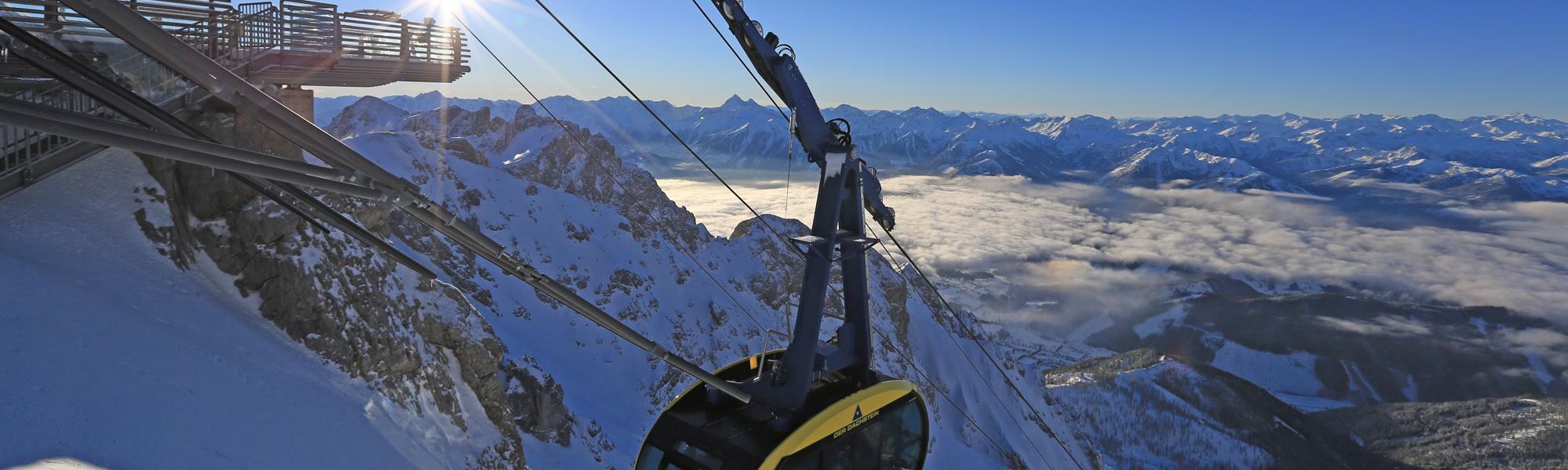 Ausflug auf den Dachstein Gletscher in Ramsau am Dachstein - Auffahrt mit der Panoramagondel